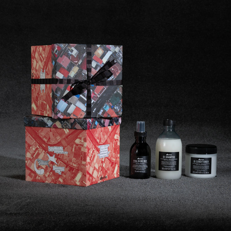 Davines OI MILK GIFT BOX: OI Shampoo 280ml + OI Conditioner 250ml + OI Milk 135ml+ 2pcs Instant Hair Mask + OI Oil 20ml