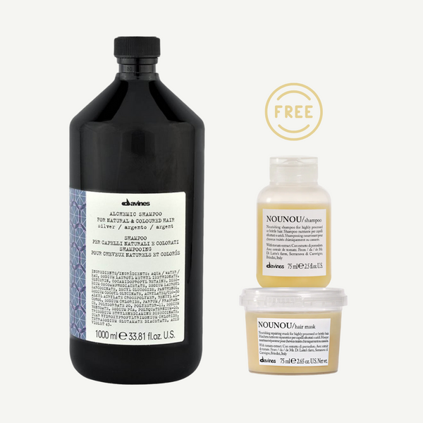 Davines ALCHEMIC Shampoo in SILVER 1000 ml FREE Travel Sized Nounou Shampoo + Hair Mask