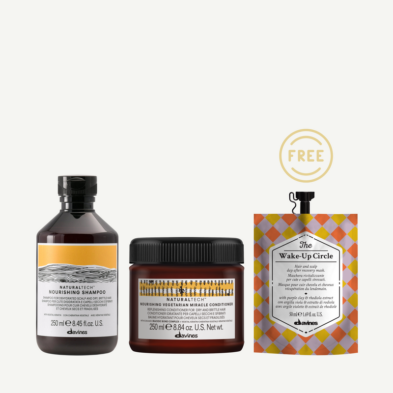Davines NaturalTech NOURISHING Shampoo + Vegetarian Miracle Conditioner FREE Moisture Boost Instant Hair Mask