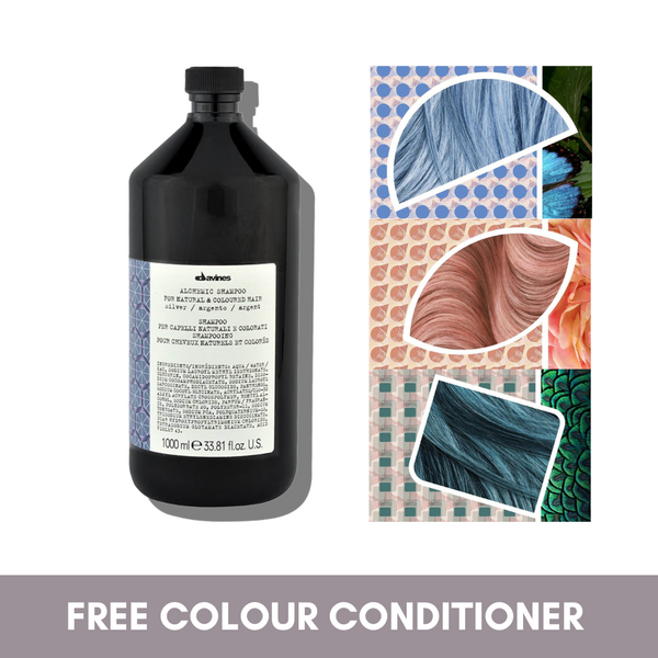 Davines ALCHEMIC Shampoo in SILVER 1000 ml I Purple (Anti-Brassy) | FREE Colour Conditioner