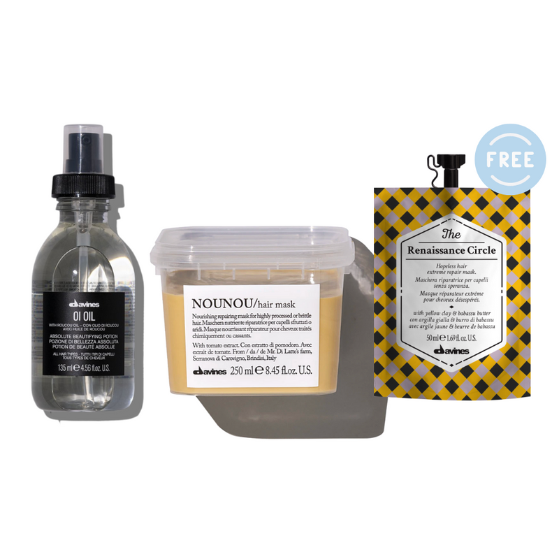 Davines OI Oil 135ml + Nounou Hair Mask 250ml | FREE Instant Hair Mask