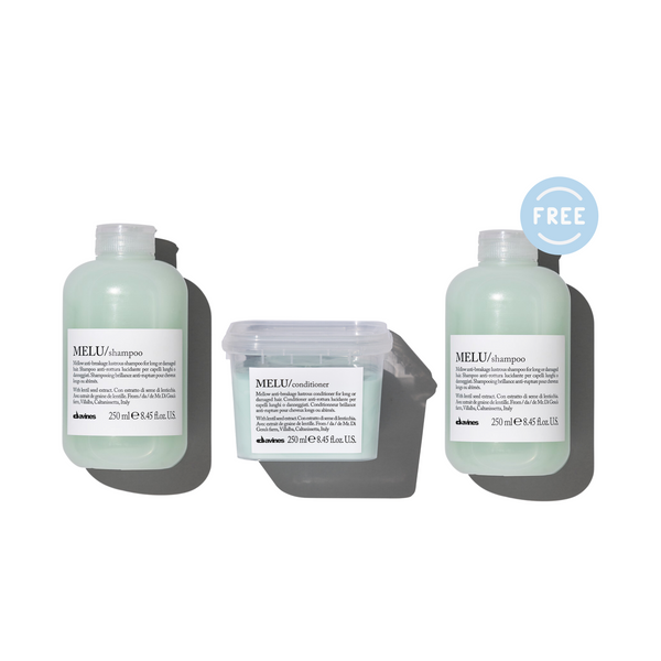 Davines MELU Shampoo 250ml + MELU Conditioner 250ml FREE MELU Shampoo 250ml
