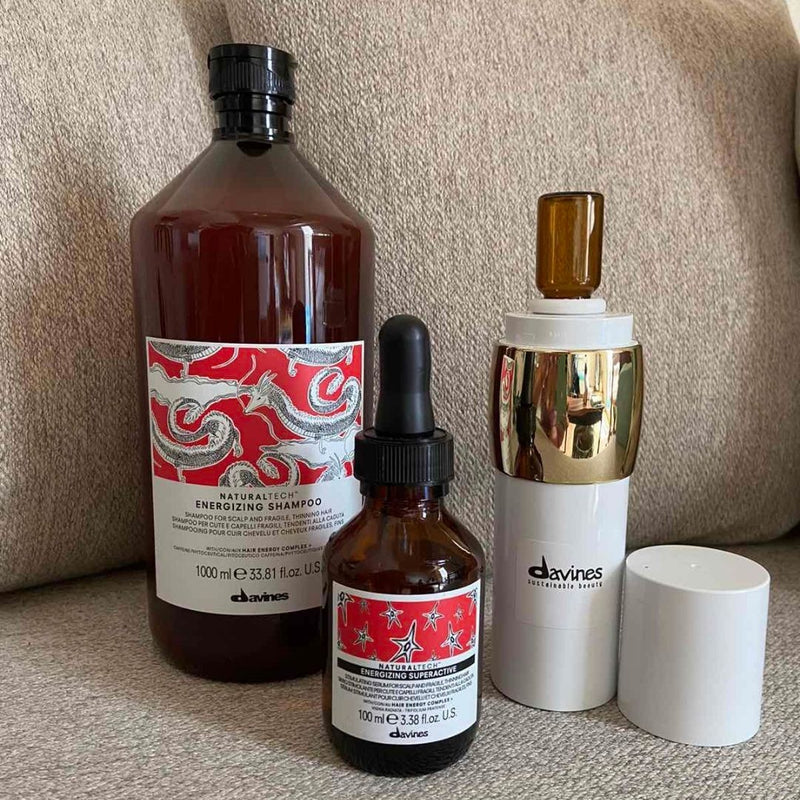 Davines NaturalTech ENERGIZING Shampoo 1000ml + Superactive Serum | FREE Hair Serum Diffuser