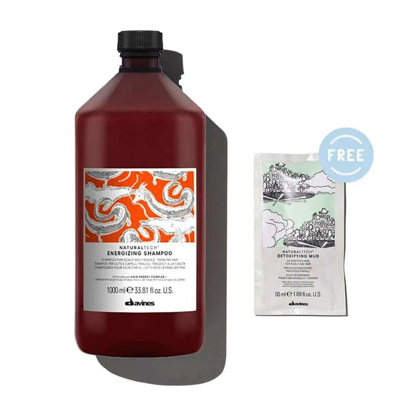 Davines NaturalTech ENERGIZING Shampoo 1000ml I Free Detox Mud 50ml
