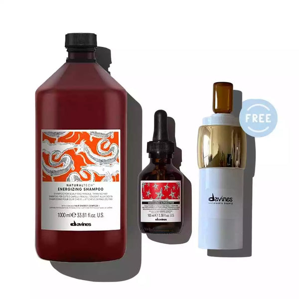 Davines NaturalTech ENERGIZING Shampoo 1000ml + Superactive Serum | FREE Hair Serum Diffuser
