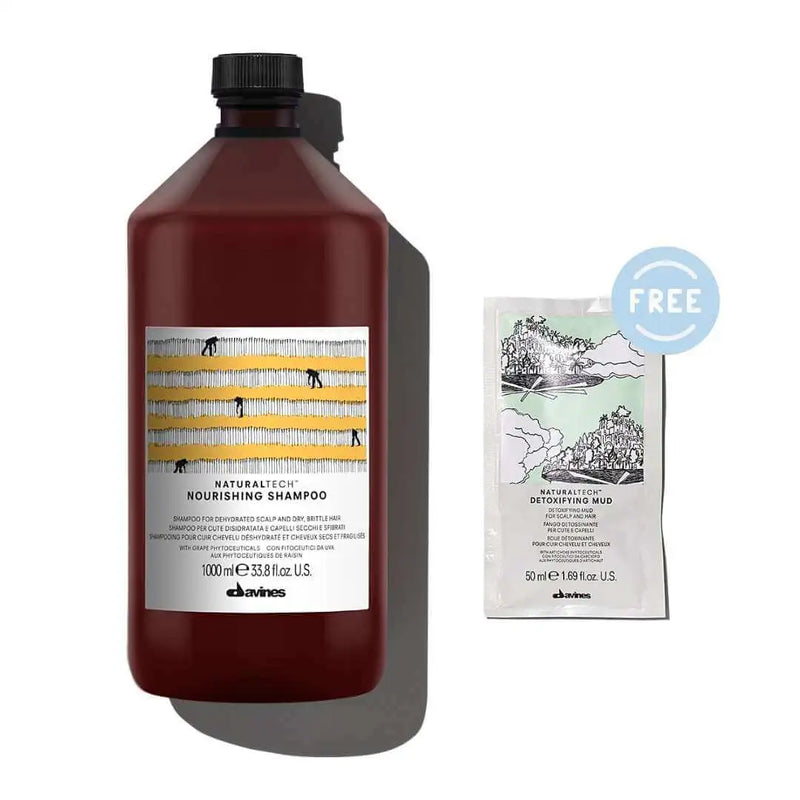 Davines NaturalTech NOURISHING Shampoo 1000ml I Free Detox Mud 50ml